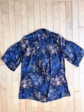 Tahari Floral Chiffon Style Kimono Lightweight Boho Cardigan Cover Up Size L/XL